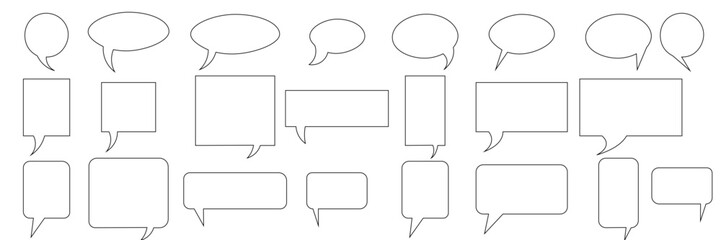 Speech bubble linear icons, vector collection. Chat, web icons. Flat design style, vector.