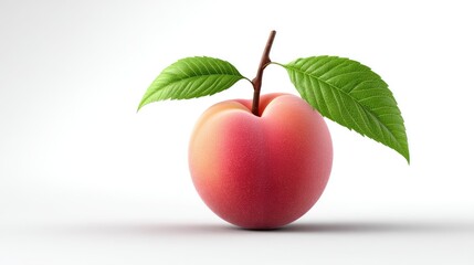 Realistic Peach Fruit on Plan white Background