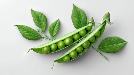 Realistic Peas on Plan white Background