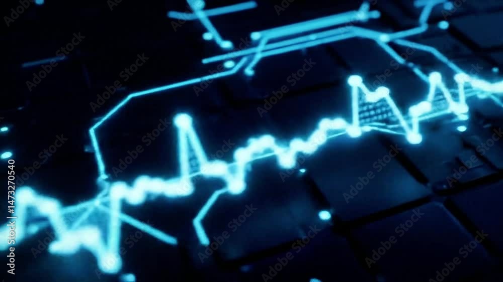 Aufkleber abstract blue data stream animation on circuit board