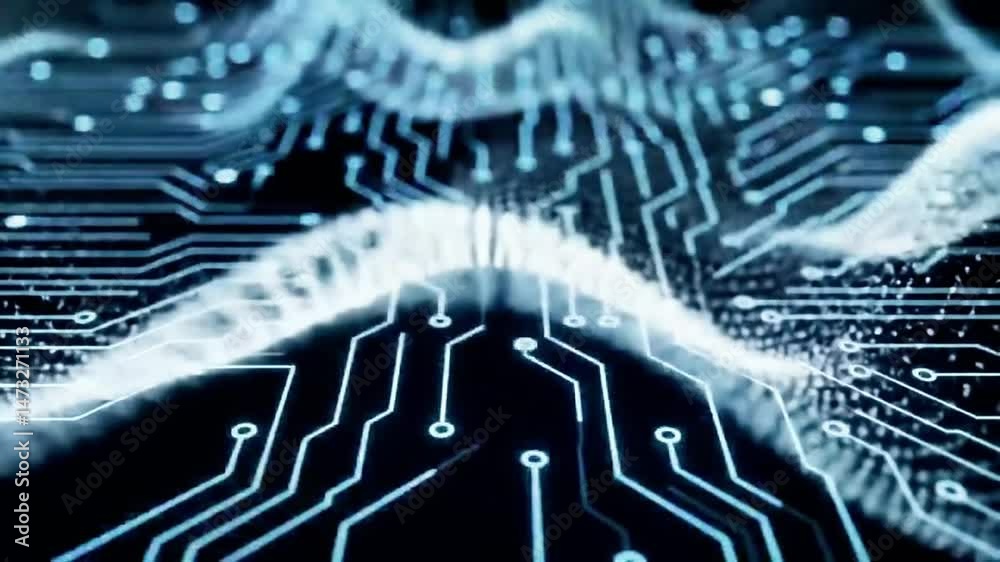 Aufkleber abstract circuit board animation with particles