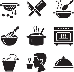 “Kitchen & Food Icon Bundle | Cooking SVG, Utensil Clipart, Flat Kitchen Vectors for Logos, Menus & Crafts”