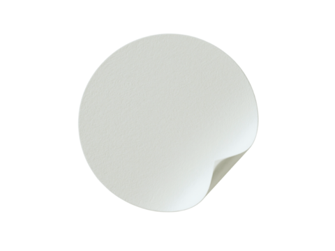 White Round Sticker with Peeling Corner on Black Background