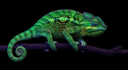 Fototapeta premium Green Chameleon on Branch