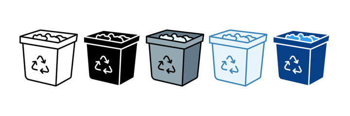 Trash Bin Icon Set Multiple Style Collection