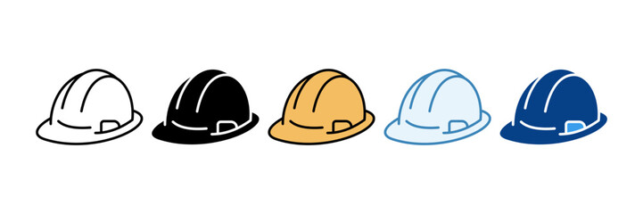 Safety Helmet Icon Set Multiple Style Collection