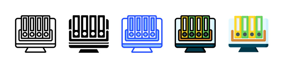 Library Icon Collection With Multiple Styles