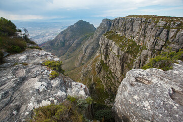 Fototapeta premium Canyon and the Beautiful Panorama Vista point of Table Mountain National Park, Cape Town, South Africa