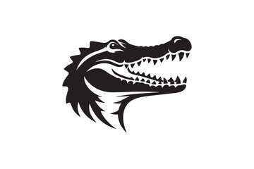 simple and unobtrusive Crocodile head vector silhouette illustration isolated in white background