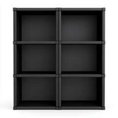 Modern Black Storage Shelf with Six Empty Compartments for Organization