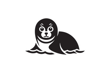 simple and unobtrusive Seal vector silhouette illustration isolated in white background