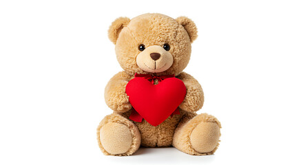 Obraz premium Urso de pelúcia segurando coração - fundo branco