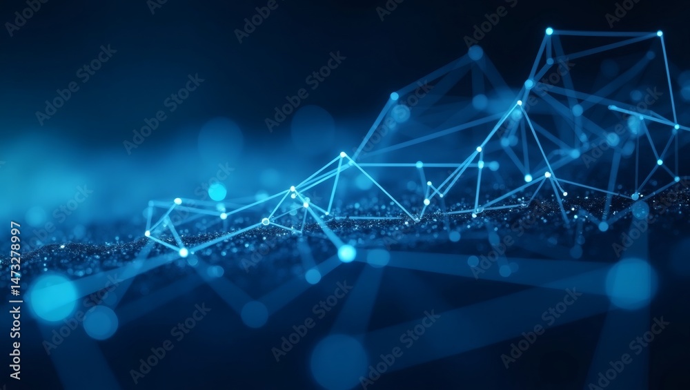 Aufkleber Abstract digital network, interconnected dots and lines represent the digital world. It features a complex web of connections, symbolizing data flow and technological advancements