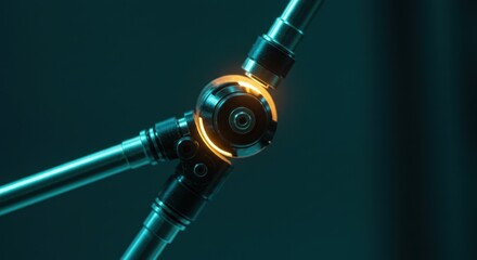 Obraz premium Metal Joint with Orange Glow Detail