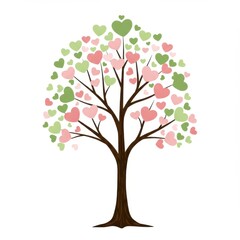 Heart tree isolated on white background for valentine's day, wedding, greeting cards.