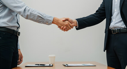 Fototapeta premium Successful Business Partnership A Strong Handshake Symbolizing Collaboration, Agreement, and Mutual Trust in a Modern Business Deal