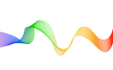 Colourful Wave dynamic music lines. Rainbow abstract lines. Sound waves on transparent background. Modern curves, abstract gradient pattern.
