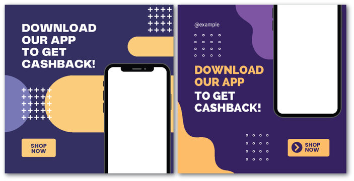 Download the app and get cashback offer promotion social media template