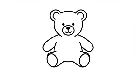 Fototapeta premium Teddy Bear Line Drawing Simple Illustration for Kids