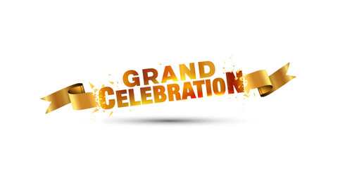 Grand Opening Celebration Concept for Launch and inauguration with golden ribbon.