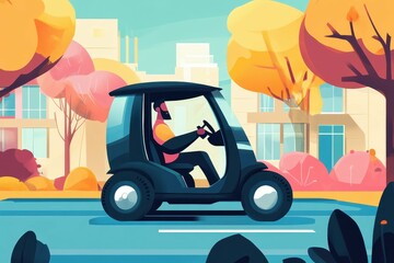 high definition view of man driving a electric car
