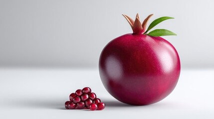 Realistic Pomegranate on Plan white Background