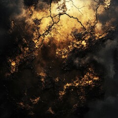 Cracked, fiery, ominous sky