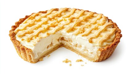 Delicious Thank You Pie with Lattice Crust and Creamy Filling Isolated on White Background. A Sweet and Grateful Gesture.