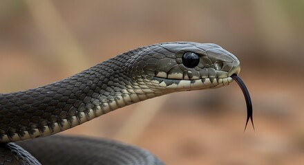 Obraz premium Black Mamba Close Up Serene Gaze Nature Photography