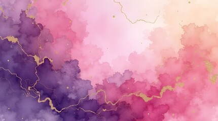 Obraz premium Abstract Watercolour Texture Background in Purple, Pink, and Gold