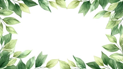 Fresh Green Leaves Decorative Watercolor Frame for Art and Design
