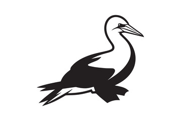 Obraz premium simple and unobtrusive Gannet bird vector silhouette illustration isolated in white background