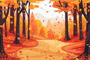 vector flat autumn background