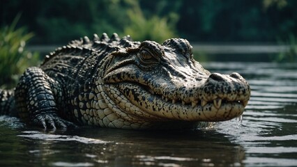 Fototapeta premium alligator in the swamp