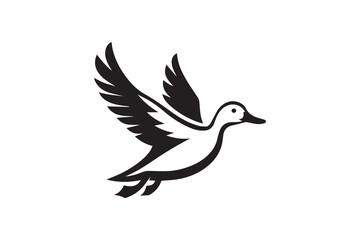 Obraz premium simple and unobtrusive flying Duck vector silhouette illustration isolated in white background