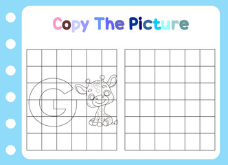 copy the picture of animal. cute giraffe game Educational  for children.