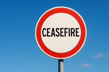 Ceasefire Symbol: A Simple Composition Representing Peace and Truce. This iconic sign signifies the end of hostilities and the beginning of dialogue, visualized with a clear design emphasizi