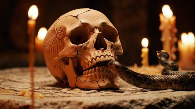 Skull and Serpent: A Dark Ritual Still Life