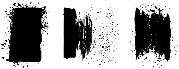 Vertical Grunge Ink Brush Strokes with Splatter Texture, Abstract Design Elements