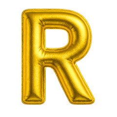 Shiny Gold 3D Inflated Balloon Bubble Font Letter R