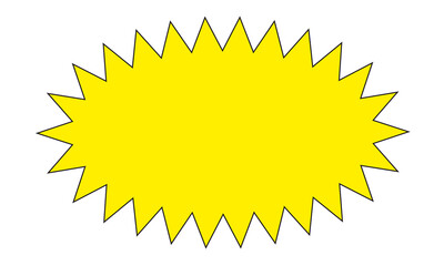 starburst yellow speech bubbles or baloon for comic design illustration. Comic burst, bursting star sticker, vector boom or explotion. communication concept 