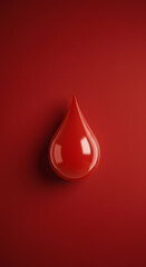 A glossy red droplet on a matching red background, creating a minimalist and striking visual effect.