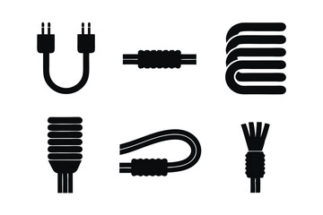 set of Electrical Wire silhouette vector illustration