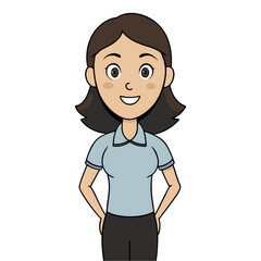 Obraz premium Smiling woman in polo t-shirt on white background