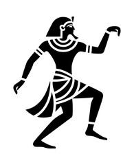 Ancient Egyptian Man Dancing Icon Logo Black Vector White Background