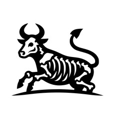 Cow Skeleton Icon Logo Black Vector Farm Symbol