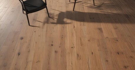 Dark chair shadow on light wood planks  Minimalist, realistic ,  minimalistic,  design