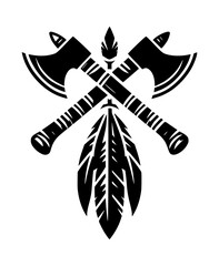 Native American Tomahawk Icon Logo Black Vector Tribal