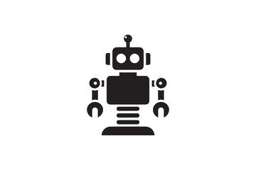 Fototapeta premium simple and unobtrusive Steampunk robot vector silhouette illustration isolated in white background