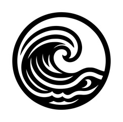 Wave Icon Logo Black Vector Ocean Motion